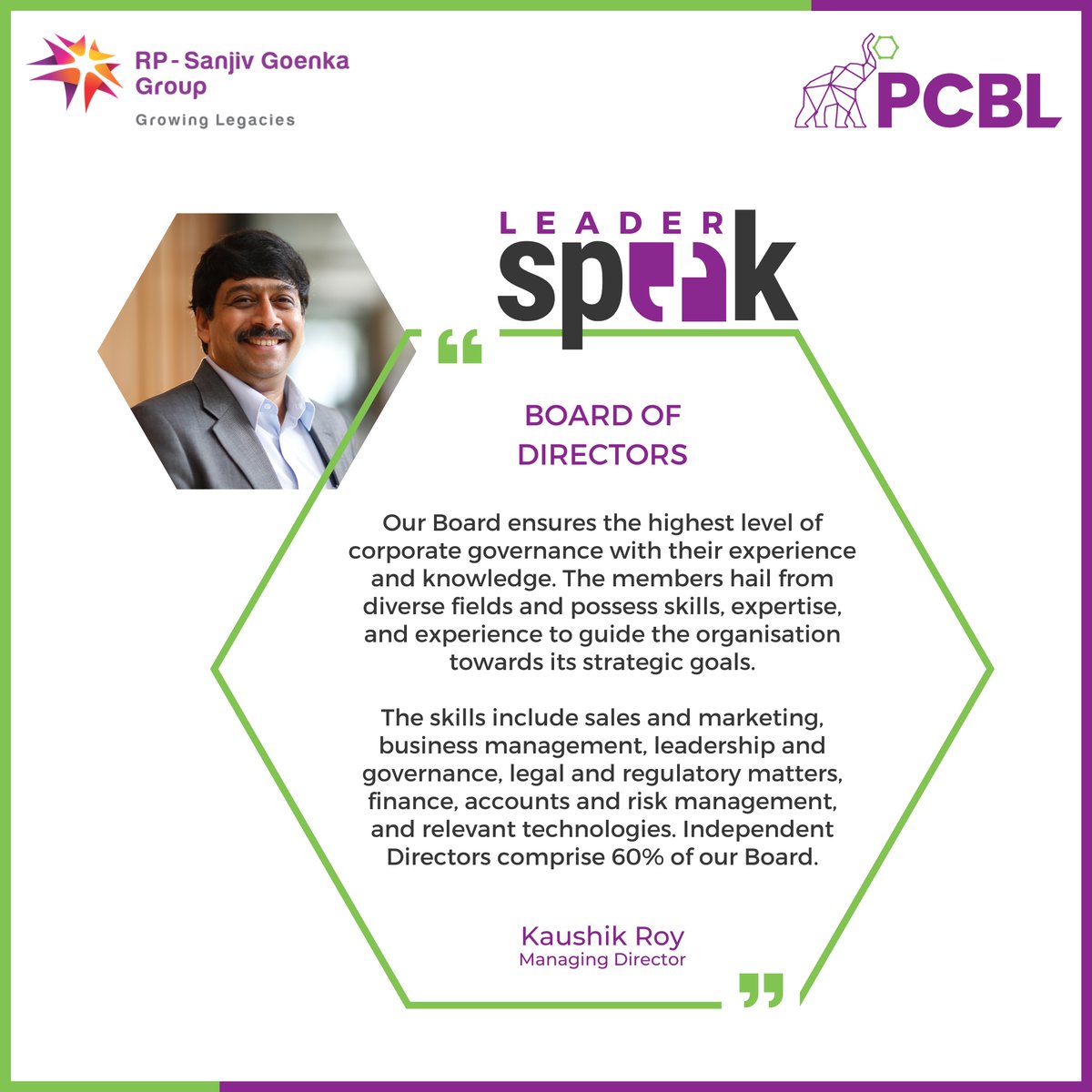 PCBLChemical's tweet photo. Mr. Kaushik Roy (MD) shares his thoughts on our Board of Directors in this latest edition of Leader Speak.
#chemicals #chemicalindustry #PCBL #carbonblack #boardofdirectors #corporategovernance #leader #leaderspeak #touchinglives #resolvetoevolve #RPSGGroup https://t.co/fuTJbNMokE