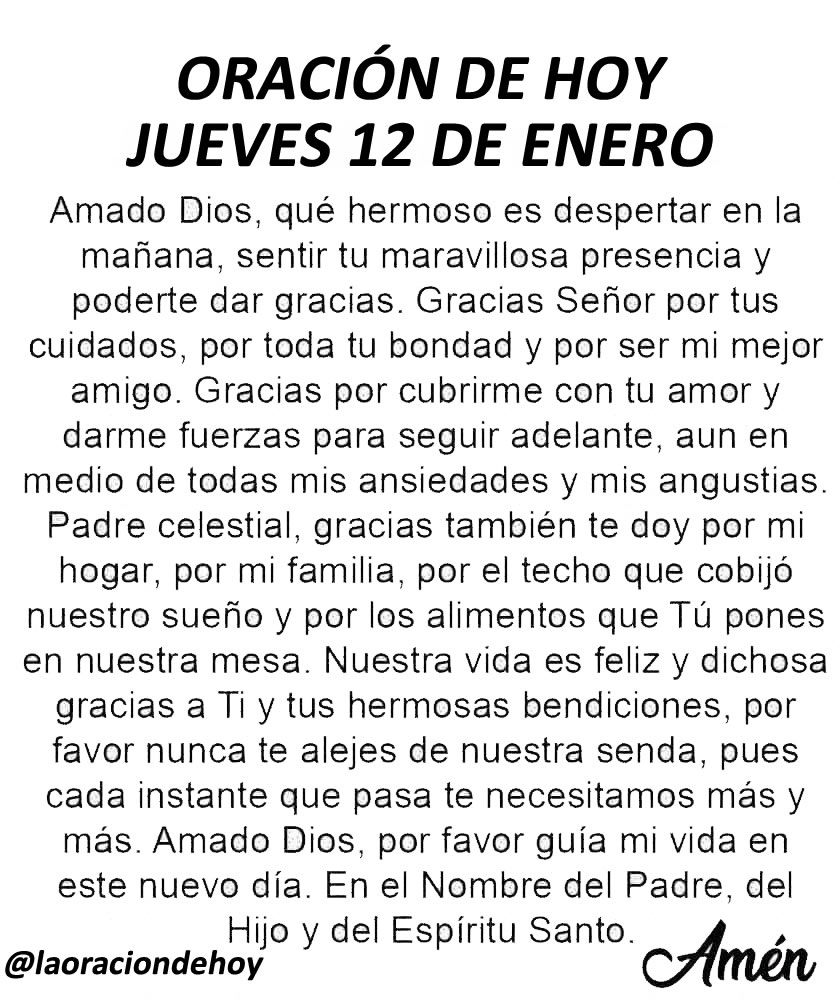 laoraciondehoy's tweet photo. Oración diaria para hoy jueves 12 de enero del 2023. https://t.co/9pOzytubOM