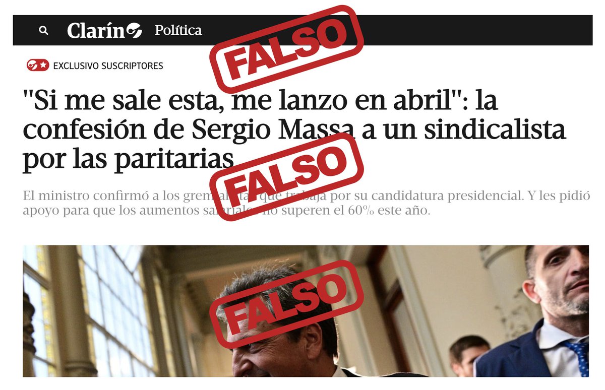SergioMassa's tweet photo. FALSO.
No dije esa frase a ningún gremialista, ni fui consultado por tratarse de algo que supuestamente dije. https://t.co/CmZAZ3GLsy
