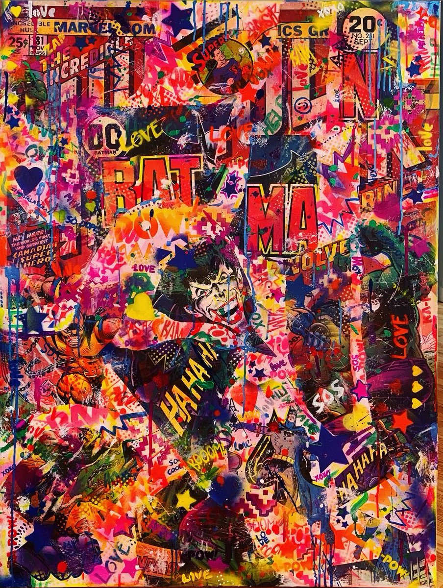 Jesskaplanart1's tweet photo. Happy #humpday who is your favorite superhero? https://t.co/i6OaGViXlG #art #artist #abstractart #nft #nftart #nftcollectors #ETH #Crypto #NFTs #nftcommuunity https://t.co/bVdV19Y1ct