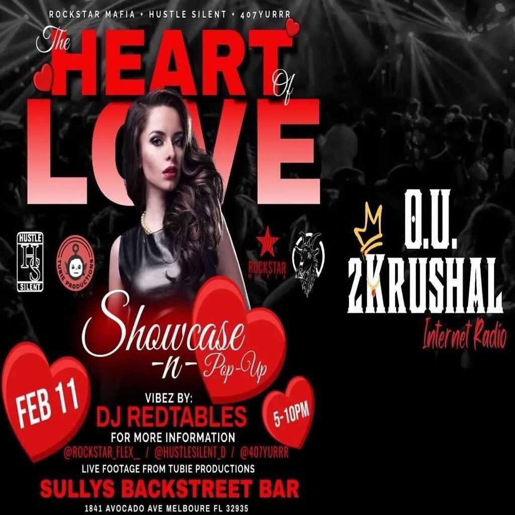 OU2Krushalradio's tweet photo. Saturday February 11 we will be set up at sullys in Melbourne florida. With @rockstar_flex__  Y’all come hang out. Artist come get your interviews. Watch some dope artist #music #indie #indiemusic #ou2krushal #radio #indieradio #kingbrown https://t.co/f13E3gEDo6 https://t.co/t2eBTiSWvq
