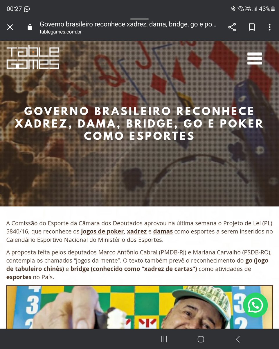 Governo brasileiro reconhece xadrez, dama, bridge, go e poker como esportes  • TABLE GAMES