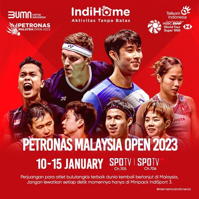 HartantoRedi's tweet photo. Berbagai atlet badminton dunia terbaik akan bertemu dalam Petronas Malaysia Open 2023. Siap dukung Timnas Indonesia untuk meraih gelar Juara? #HomeofPremiumSports #IndiHomeTV #BWFWorldTour https://t.co/PzXbNor7lj