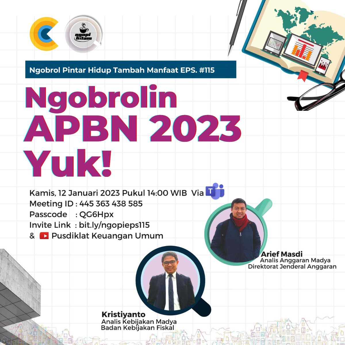 PusdiklatKU's tweet photo. Hari ini, ngobrol seru seputar APBN 2023, yuk!
⌚️14.00 WIB
🔗https://t.co/nv88ux2UrN

✨#NgopiHitam juga dapat disaksikan di channel YouTube Pusdiklat Keuangan Umum✨ https://t.co/P2SdWiyiHz
