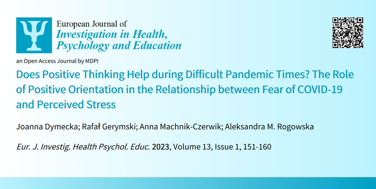 EJIHPE_MDPI's tweet photo. Welcome to read👉"Does #PositiveThinking Help during #DifficultPandemicTimes? The #Role of #PositiveOrientation in the #Relationship between #FearofCOVID19 #PerceivedStress" by J. Dymecka et al. @rogowska_aleks: https://t.co/3mfMlIVtLz
#COVID19 #globalpandemic #mediationanalysis https://t.co/bPeFgZYvof