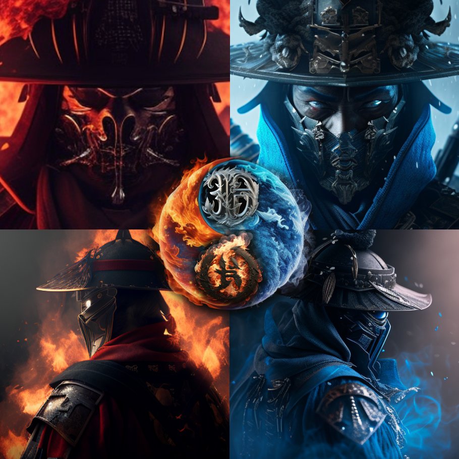 spezoinks's tweet photo. Creative night tonight...what do you think, are you team Fire or Ice? I had fun putting these together, hope you enjoy!
#nftart #samuari #dragons #NFTCommunity #AIArtwork https://t.co/RKLHrSMS5e