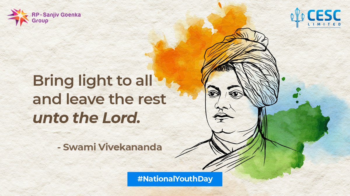 CESCLimited's tweet photo. Swami Vivekananda had predicted the instrumental role of the youth in defining the fate of our country. On his birthday, celebrated as #NationalYouthDay we remember the words of this leader who has inspired generations.

#CescLimited #PoweringLife #Vivekanandajayanti https://t.co/mXtBZXEfzs