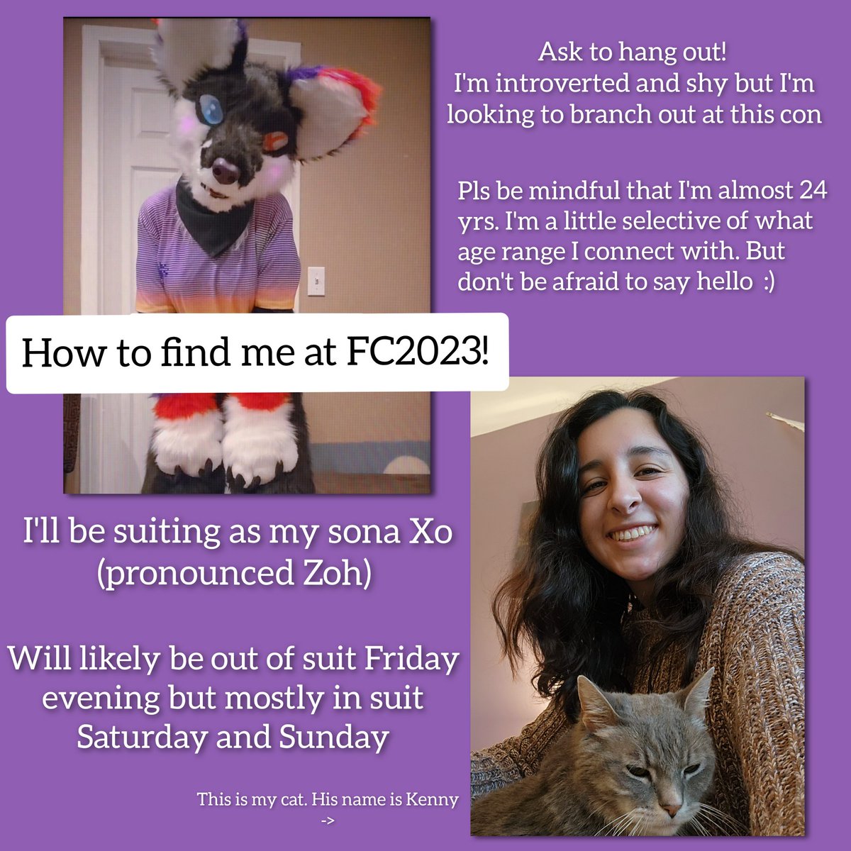 XoWolf4683's tweet photo. Ok I'm so excited for this con since it's cancelation last year so I had to post another "How to find me" 😄. See you guys Friday night! #FC2023 https://t.co/AkjefkchYc