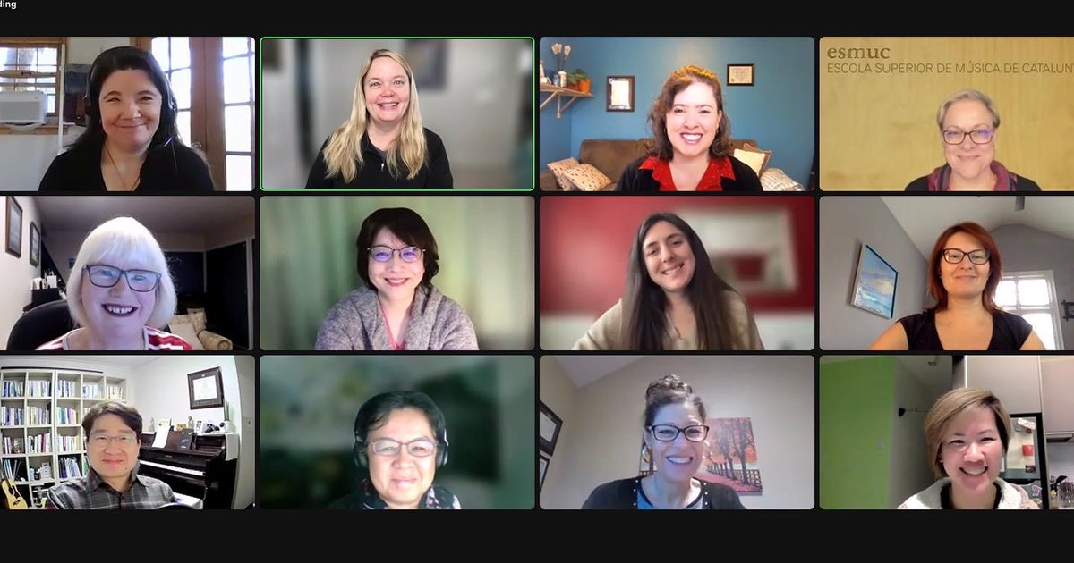WFMTinfo's tweet photo. Look at this cheery group of awesome music therapists who share their wisdom, insight, and resourcefulness at all hours of day and night in our global meetings! 🤗 https://t.co/3NG0u9IQhw