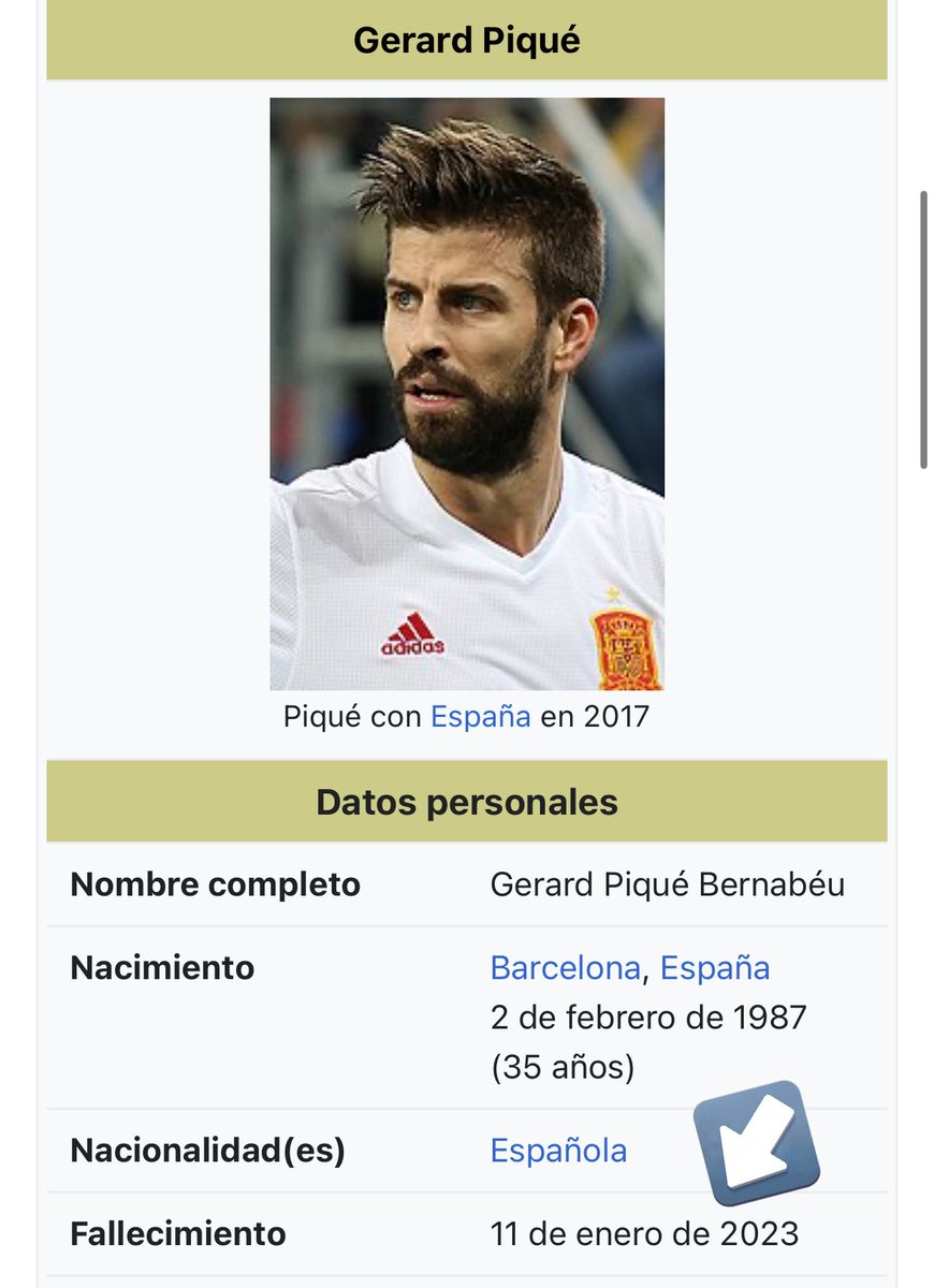 <a href="/3gerardpique/">Gerard Piqué</a> Ya valiste hasta wikipedia lo dijo hoy.