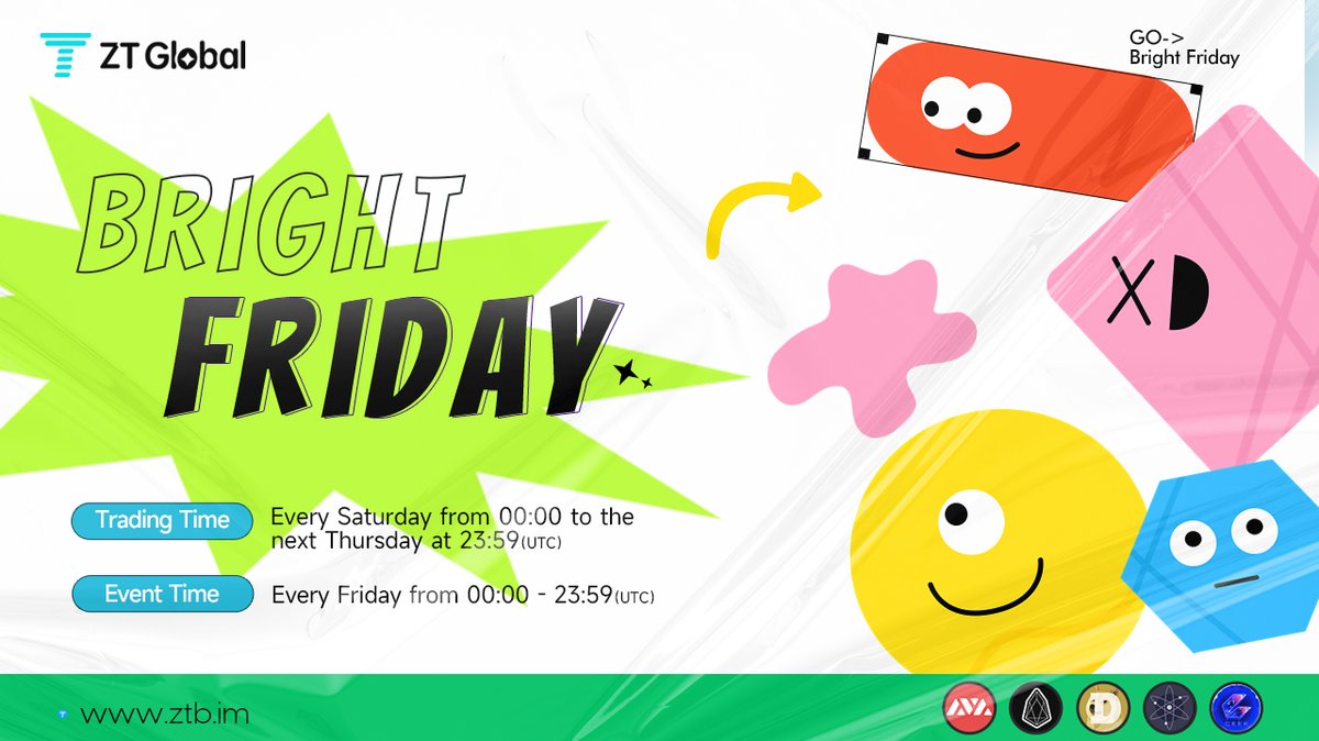 ZT_exchange's tweet photo. 🥂Are you ready for Friday ?
🎁This Friday we have more surprises for you🌸
💰Trading over 188 USDT can draw a mystery box during #ZTBrightFriday opening time
👑Have Fun:https://t.co/Qvg5R3Pgyg
#ZT #ZTFriday #Crypto https://t.co/0S47xlba4G