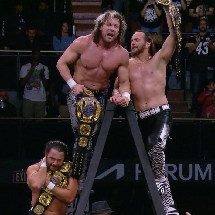 2x AEW Trio Tag Team Champions! @KennyOmegamanX @youngbucks 
#BeltCollector ❤️hell of a good match!