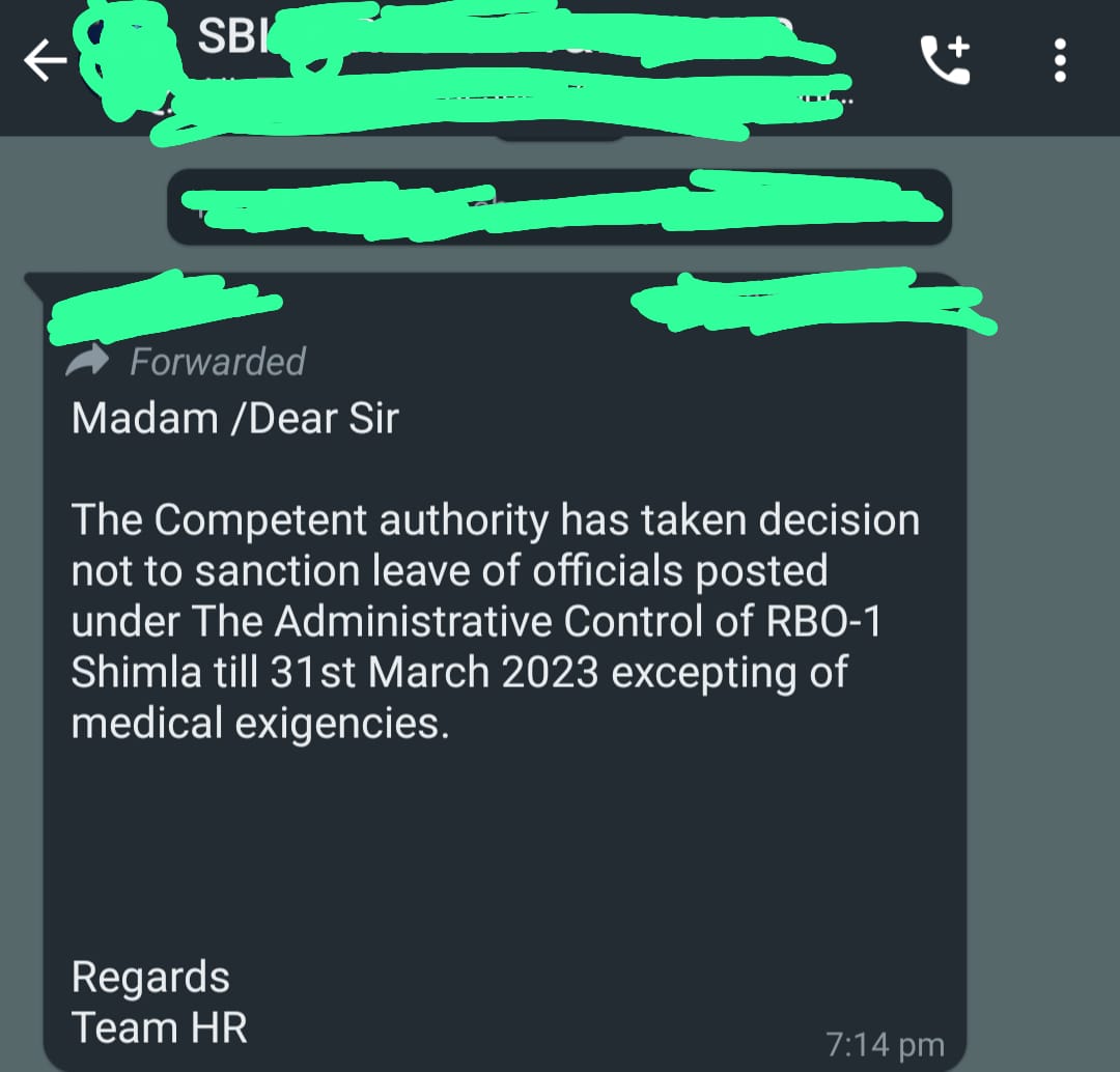 Hey <a href="/TheOfficialSBI/">State Bank of India</a>,

अपने लोगों को थोड़ा समझाओ कैसे लोगों की छुट्टी काटने का हक उनको सिर्फ बैंक के भले के लिए दिया गया है अपनी तानाशाही दिखाने के लिए नहीं मैं चाहूं तो नाम के साथ भी डाल सकता हूं।

कृपया करके इस मामले को देखेंगे शिमला का है। 🙏

<a href="/DFS_India/">DFS</a>