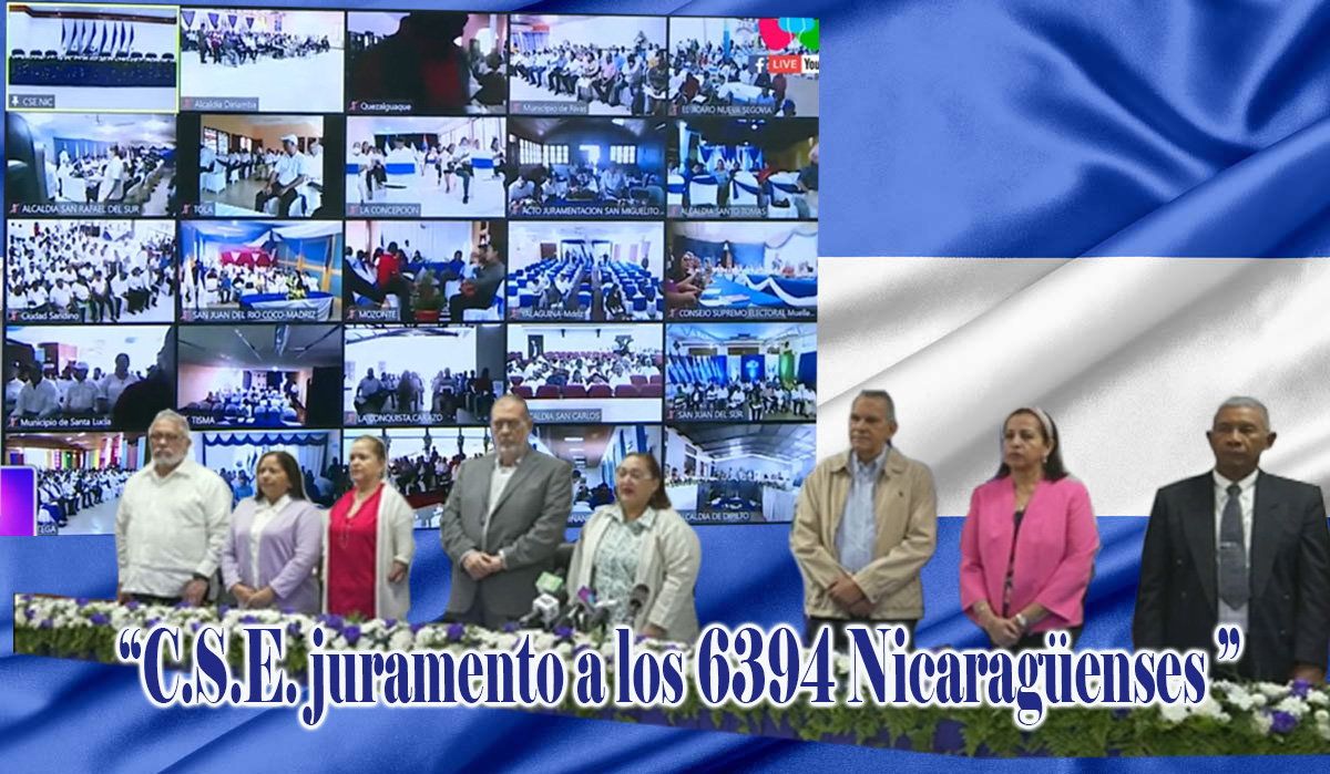 El C.S.E, juramento a los 6394 Nicaragüenses que fueron electos como Alcaldes (as), vicealcaldes (as), Concejales en las elecciones del 6 de Nov. para el periodo 2023-2027. El evento se realizó de modo virtual participando los electos de los 153 municipios del país.