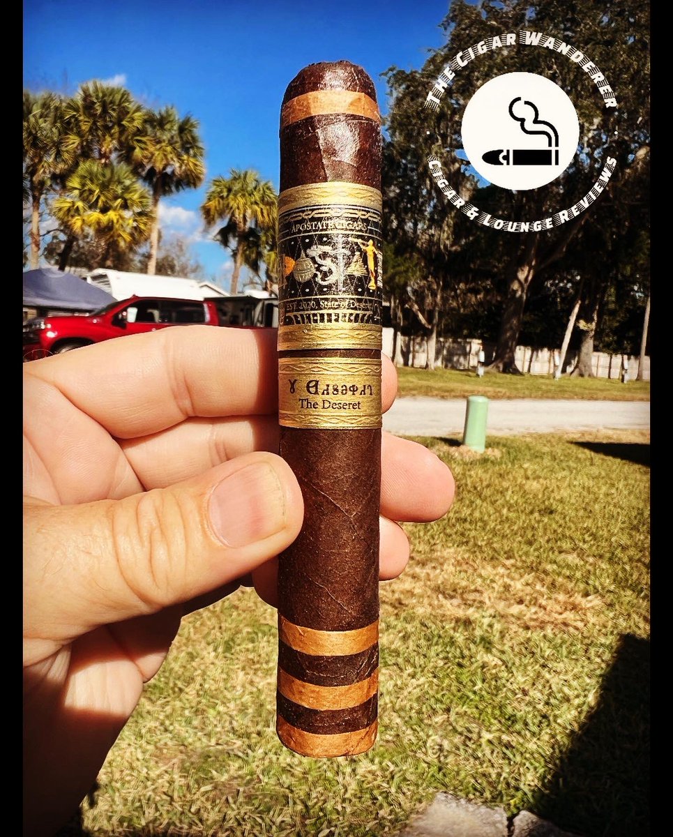 JWCigarWanderer's tweet photo. Apostate Cigars The Deseret, 5 1/4x54 (Robusto). This beautiful medium to full-bodied stogie sports a dark brown, oily wrapper with multiple decorative light brown bands, one at the head and three at the foot. https://t.co/DkTf5yBd7e