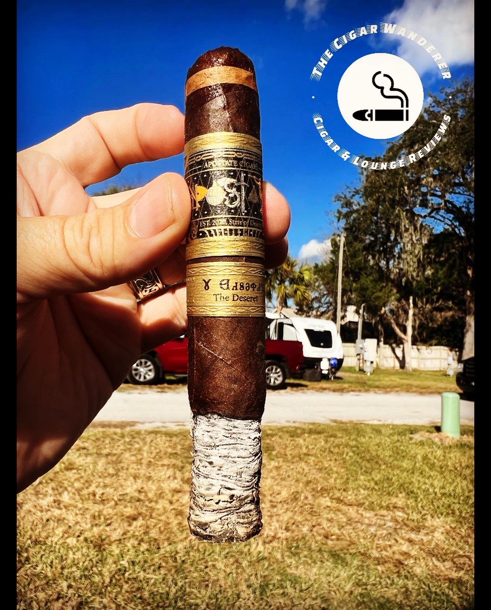 JWCigarWanderer's tweet photo. Apostate Cigars The Deseret, 5 1/4x54 (Robusto). This beautiful medium to full-bodied stogie sports a dark brown, oily wrapper with multiple decorative light brown bands, one at the head and three at the foot. https://t.co/DkTf5yBd7e