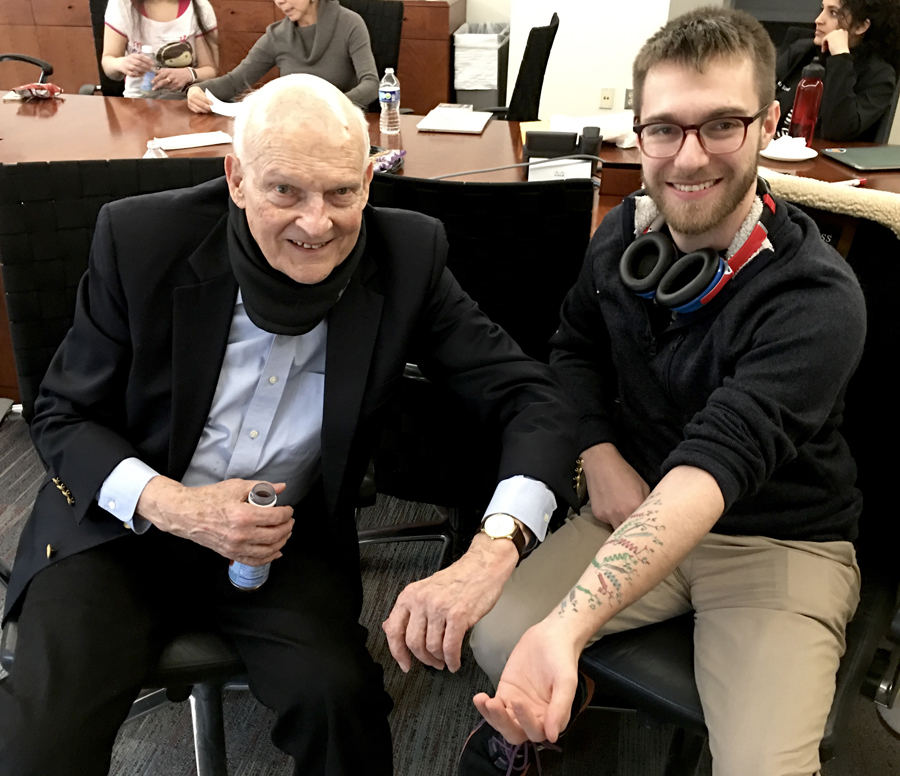 Immediately after after establishing the universality of the genetic code they started to search for exceptions. #DieterSoll from #Yale, the first author of a key paper on the code (pnas.org/doi/10.1073/pn…) spoke at @PHRI_Rutgers.Dieter and @RyanDickdan with the code on his arm.