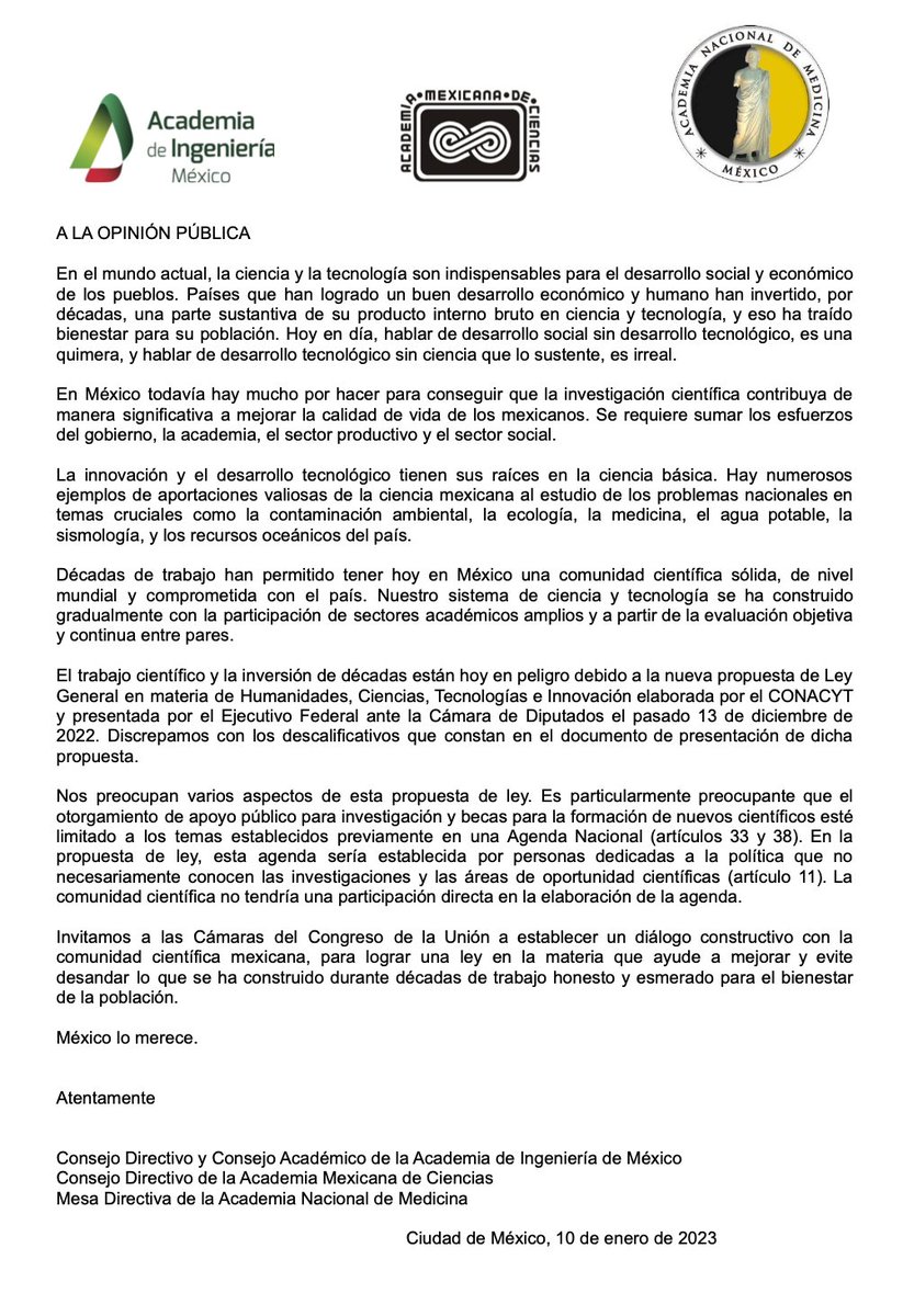 Academia Mexicana de Ciencias tweet media