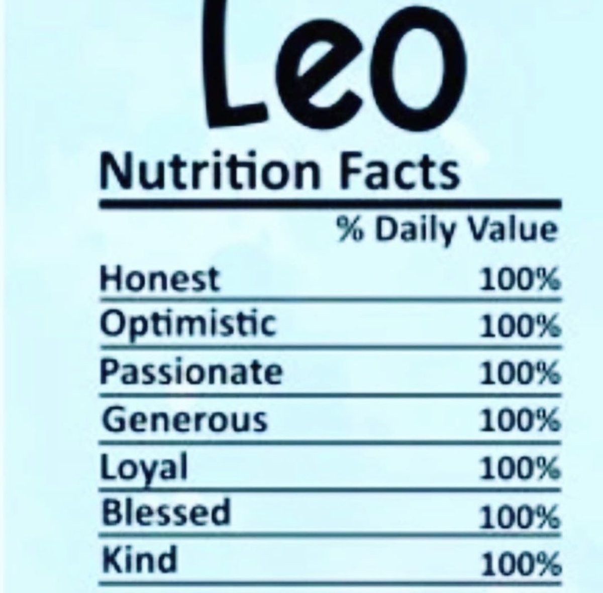 TrueLeoFacts's tweet photo. #Leo’s Nutrition Facts… https://t.co/mY4lUuwMcy
