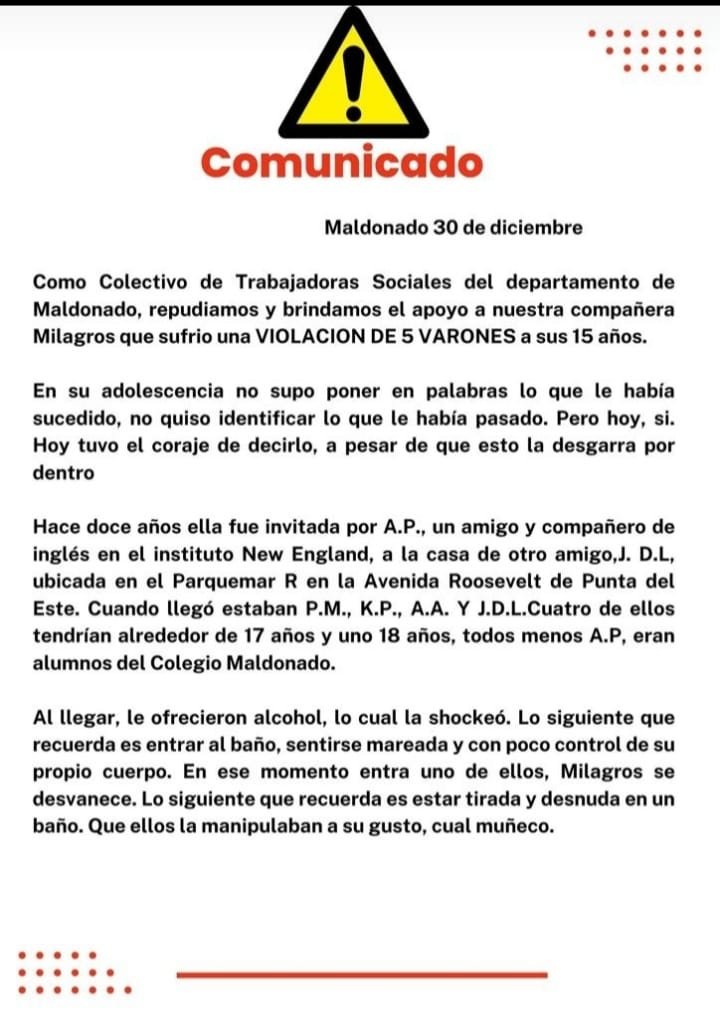 TuanaAndrea's tweet photo. Violación grupal, en Maldonado hace 12 años atras.  Ellos tenian entre 17 y 18, ella 15.  Quizas alguno de los  violadores hoy tengan pareja, ¿qué dirían sus parejas si supieran esto? Y sus familias? Sus amigos? Destruyen vidas y siguen tan campantes como si nada. https://t.co/85T3y4KRH9