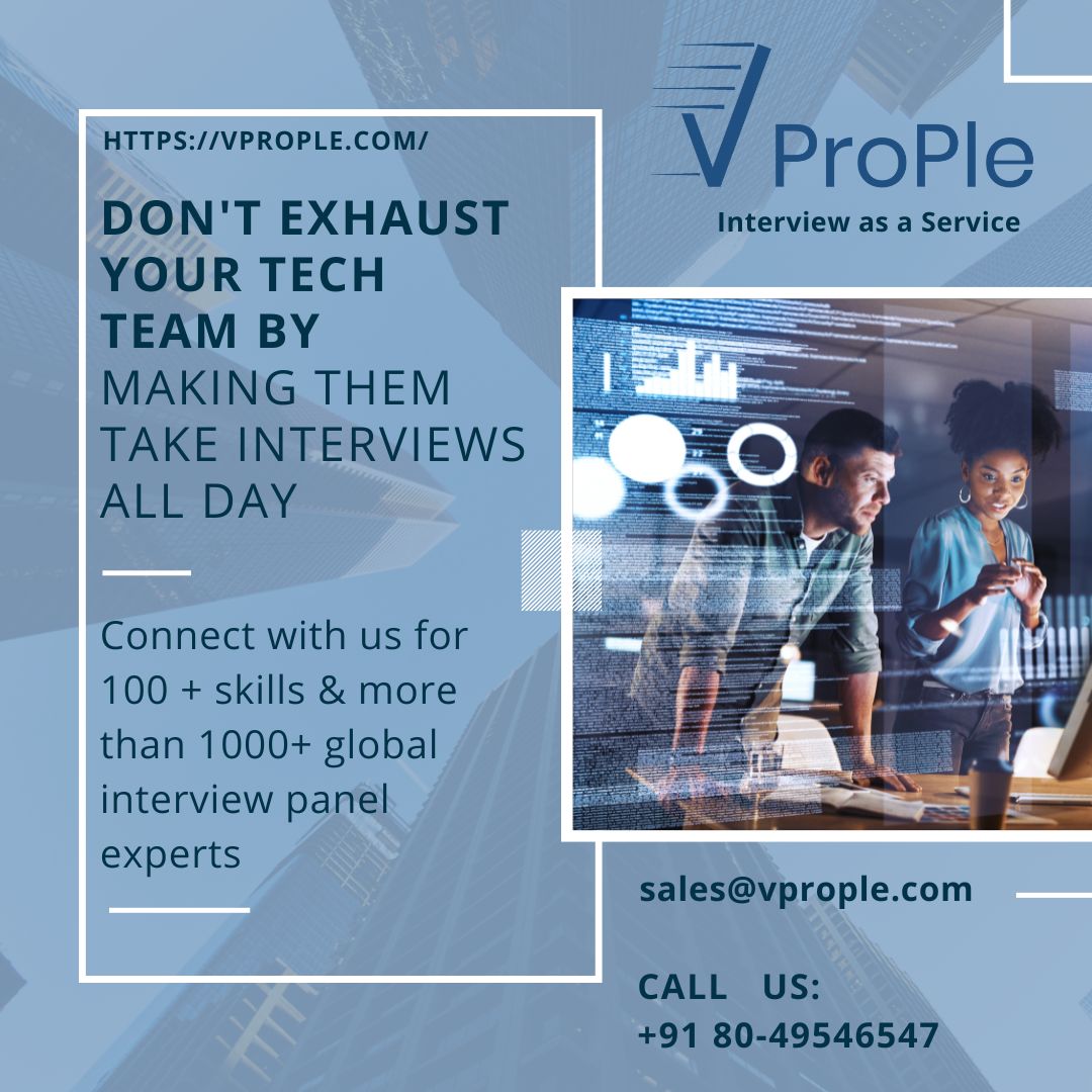 VProp1e's tweet image. Don&apos;t exhaust your tech team By making them take interviews all-day
Connect with us for 100 + skills &amp;amp; more than 1000+ global interview panel experts.
Mail: sales@vprople.com
 +91 80-49546547

#interviewasaservice #technicalinterviewasaservice #techtalentinterviewservice