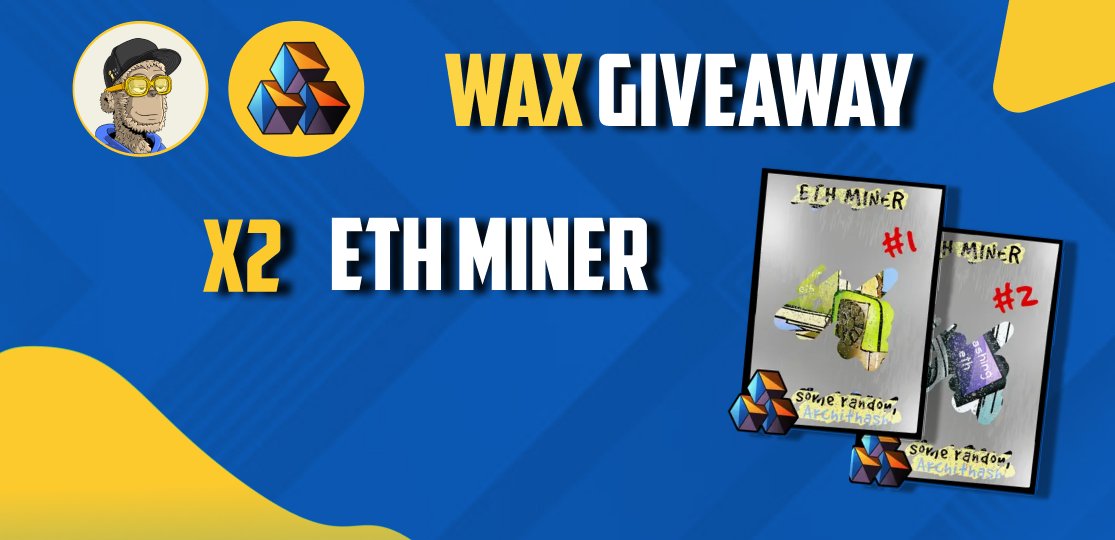 🎉 GIVEAWAY 🎉

2 ETH miners fragments from the newest <a href="/MiningArchitect/">Mining Architect</a> 

Steps ✅:

1. Follow <a href="/MiningArchitect/">Mining Architect</a> and @Zzullerr ♥️
2. Like and Retweet this post 🎉
3. Tag 3 friends 🏷️

#WAX #WAXNFT #NFTGiveaways #NFTCommunity #Giveaway #FreeNFT #NFTs