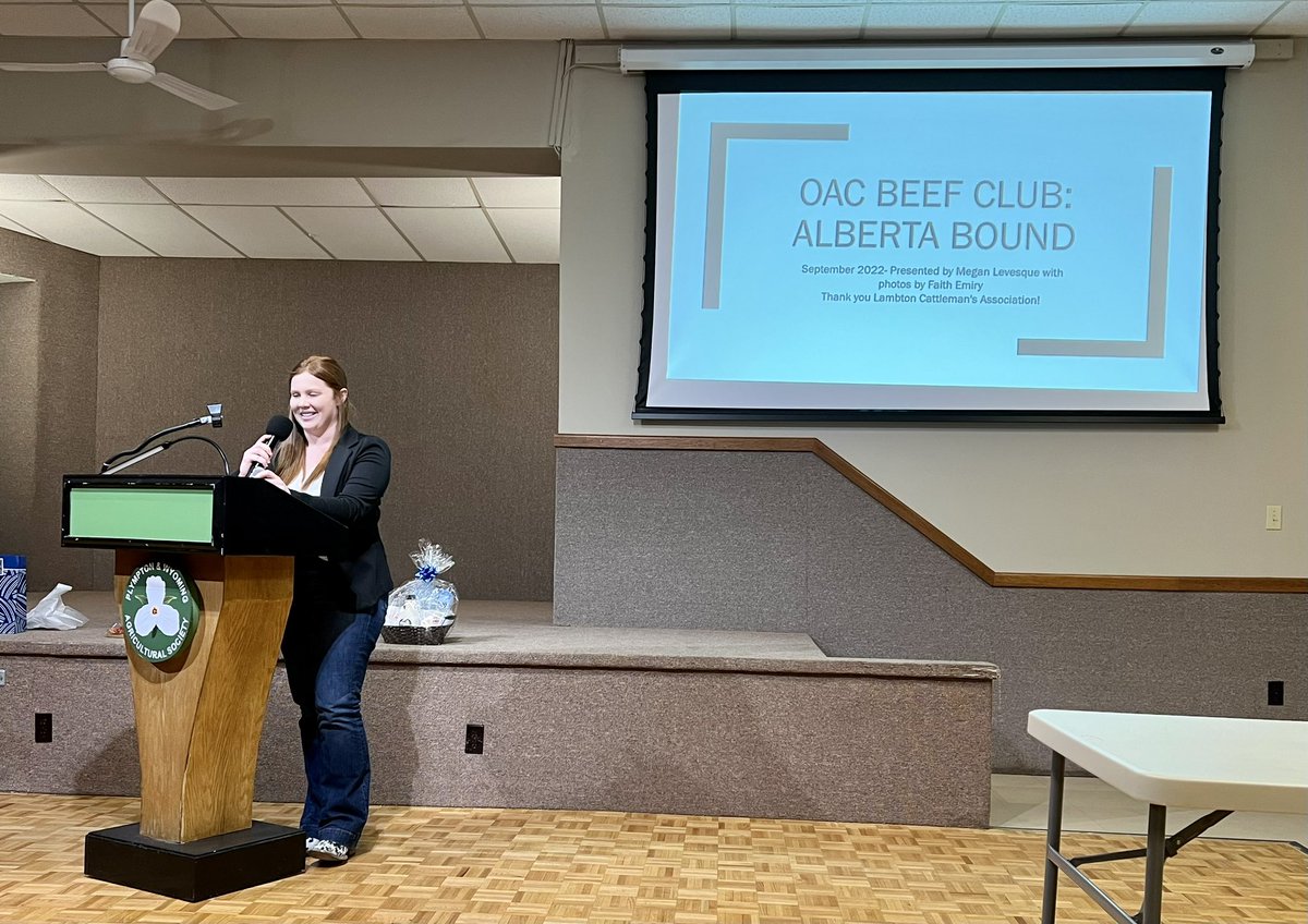 Jaclyn Horenberg (@jaclynhorenberg) on Twitter photo Great to hear from <a href="/megann_lev/">megan levesque</a> at the Lambton Cattlemen’s AGM about the <a href="/beef_oac/">OAC Beef Club</a> trip to Alberta. Sounds like it was a valuable learning experience for the 45 students that went. They are very appreciative of the industry support that made this event possible! <a href="/BeefGuelph/">Beef@Guelph</a> #beef Great to hear from <a href="/megann_lev/">megan levesque</a> at the Lambton Cattlemen’s AGM about the <a href="/beef_oac/">OAC Beef Club</a> trip to Alberta. Sounds like it was a valuable learning experience for the 45 students that went. They are very appreciative of the industry support that made this event possible! <a href="/BeefGuelph/">Beef@Guelph</a> #beef