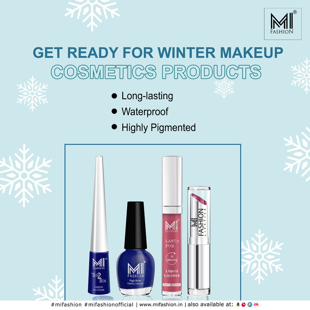 Get Winter Ready for our long lasting, Highly Pigmented Cosmetics Products....
.
#mattecreamylips #mattecreamylipstick #mifashion #eyelive4beauty #mattecreme #eyeliner #mifashionofficial #eyelineronfleek #longlastingnail #nailpaint #naturalshine #shinenails #nailpolish #shine💅