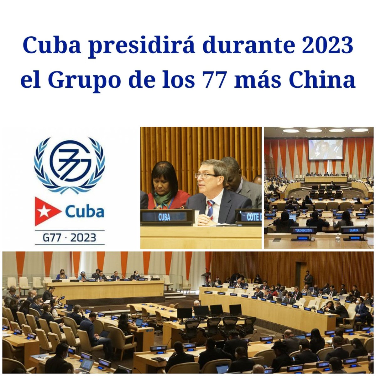 LogVanguardia's tweet photo. #Cuba tomará posesión de la Presidencia pro témpore del G77 + China. El grupo concertado más grande y diverso en el ámbito multilateral. Entre los propósitos: el impulso de los objetivos de la Agenda 2030; fomentar la solidaridad y la cooperación internacional. #JuntarYVencer https://t.co/o1vQnyhU5u