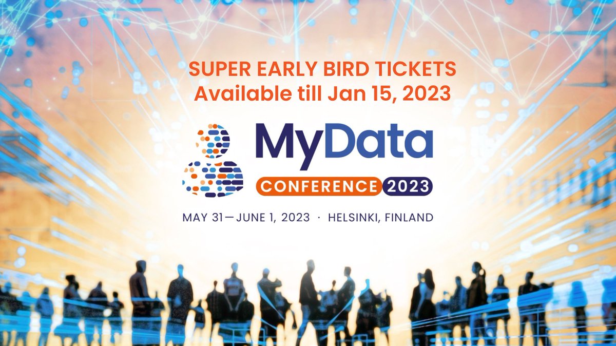 MyData 2023 - The leading personal data conference will take place again on 31 May - 1 June in Helsinki, Finland! Get your super early bird tickets now 👉 fienta.com/fi/mydata-2023… Only available till this Sunday. 
If you're Interested in partnership, pls reach out to <a href="/troppone/">Teemu Ropponen</a>