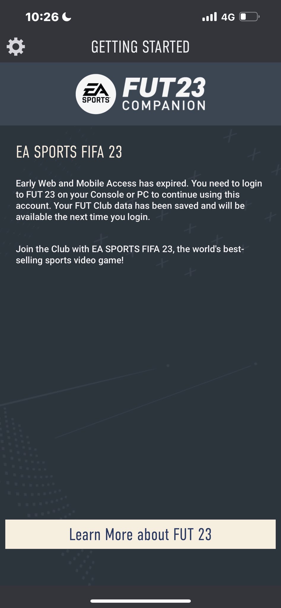 MissDumbledory on X: @EAHelp I'm unable to login to my FIFA23 account on  the companion app, web app and on my console. I keep getting that coming up  on the first two