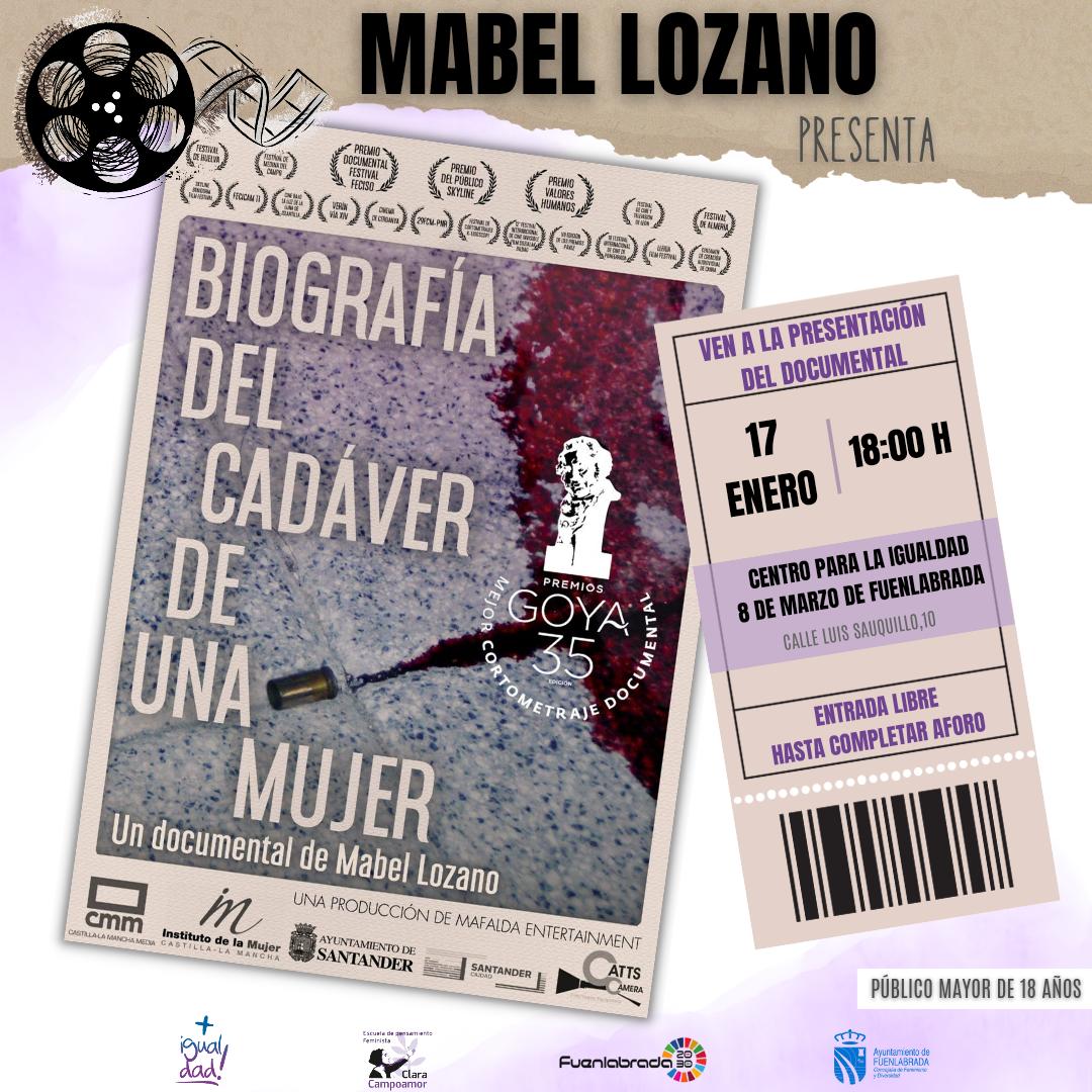 🎬Tarde de pantalla grande y reflexión con 'Biografía del cadáver de una mujer'. ✏ Mabel Lozano presenta su documental en el ♀️ Centro para la Igualdad 8 de Marzo de Fuenlabrada.

¡No faltes a una cita feminista imprescindible!⬇️

🗓17 de enero 🕜 18:00 horas

#MásIgualdad