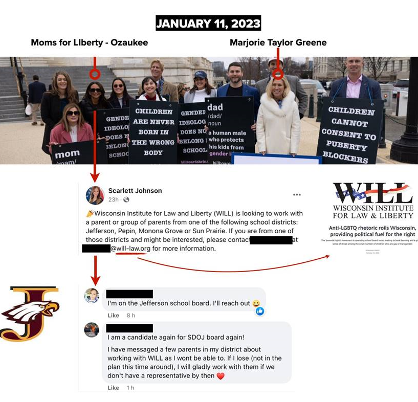 @DanRShafer Another fun fact: January, a busy month for right wing anti-LGBTQ, anti-public school GOP operatives from #Wisconin. In DC with “Empty G”, & posting about connecting WILL with school districts.  A school board member & candidate in #JeffersonWI volunteered! #Mequon