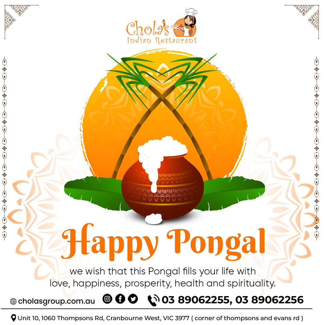 CholasIndian's tweet photo. Happy Pongal✨
We wish that this pongal fills your life with love, happiness, prosperity, health and spirituality.

#celebration #venpongal #collegecelebration #pongalfood #pongalkolam #cholasindianrestaurant #indianfood #indiancuisines #indianrestaurant #australia https://t.co/RpnRZYSYbD