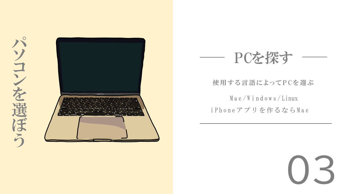 Ryo39programing's tweet photo. プログラミングを習得するためのステップ
➀何を作るか決める
➁���語を選ぼう
➂パソコンを選ぼう
➃環境を整える
誰でも知っていることかもしれませんが、最初なので学び始める前の知識を紹介してみました。

#駆け出しエンジニアと繋がりたい 
#プログラミング https://t.co/MC1si0qvyg