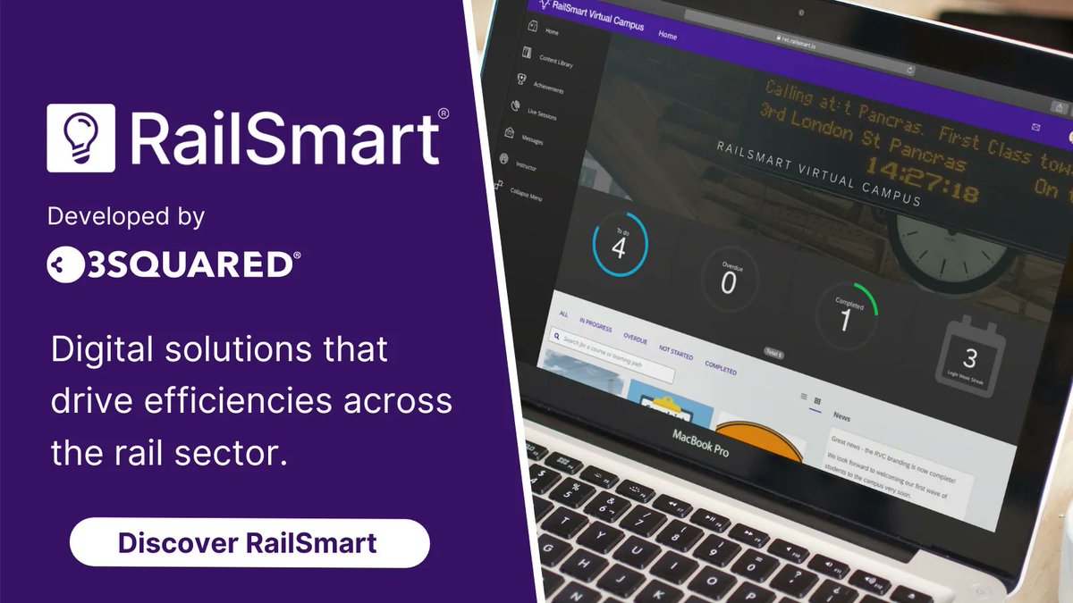 3Squared's tweet image. Why use #RailSmart? Our software suite has been expertly designed in collaboration with frontline staff to tackle railway challenges in everything from safety, to fleet performance and people management. 

Learn more: buff.ly/33C3d0V