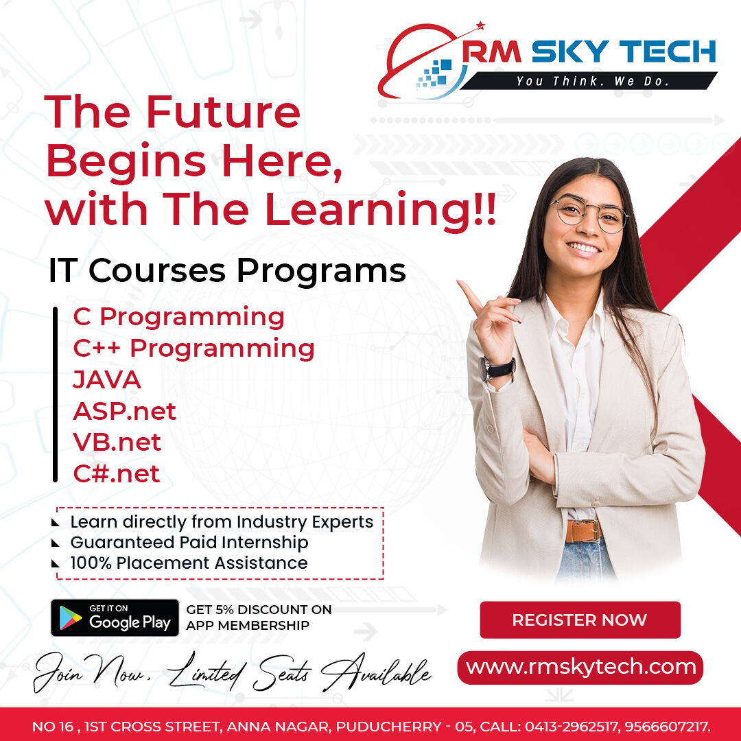 The future begins here, with the learning programming
#rmskytech #ReactJS #java #python #html #WebDesign #PondicherryCity #pondy #pondicherry #pondymemes #pondicherrymemes #pondynews