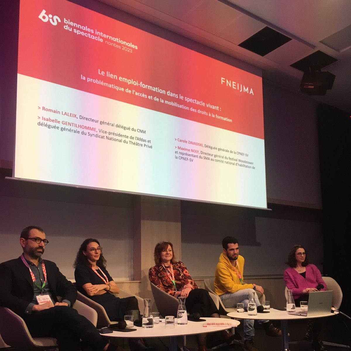 [secteur]
La FNEIJMA aux <a href="/BIS_Nantes/">BIS 2023</a> : forum sur le lien emploi-formation dans le spectacle vivant. 
Avec <a href="/RomainLaleix/">Romain Laleix</a> <a href="/le_CNM/">Centre national de la musique</a> 
Isabelle Gentilhomme <a href="/Afdas/">Afdas</a>
&amp; Syndicat National du Théâtre Privé 
Carole Zavadski <a href="/CPNEFSV/">CPNEF-SV</a>
Maxime Noly <a href="/woodstower/">Woodstower</a>