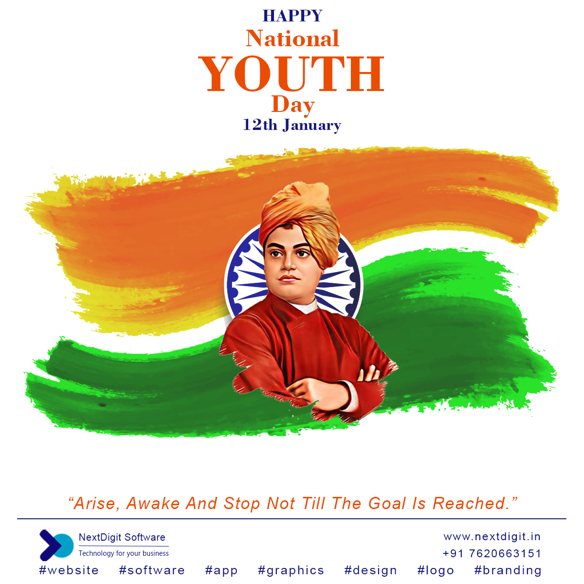 Nextdigit_Sw's tweet photo. #NextDigit परिवारातर्फे स्वामी विवेकानंद जयंती व राष्ट्रिय युवा दिनाच्या हार्दिक शुभेच्छा!
Remembering Swami Vivekanand ji on his birth Anniversary ! Happy National Youth Day!
#SwamiVivekananda #NationalYouthDay #India #AmritMahotsav #YuvaShakti #BirthAnniversary https://t.co/pd7GFLHJzZ