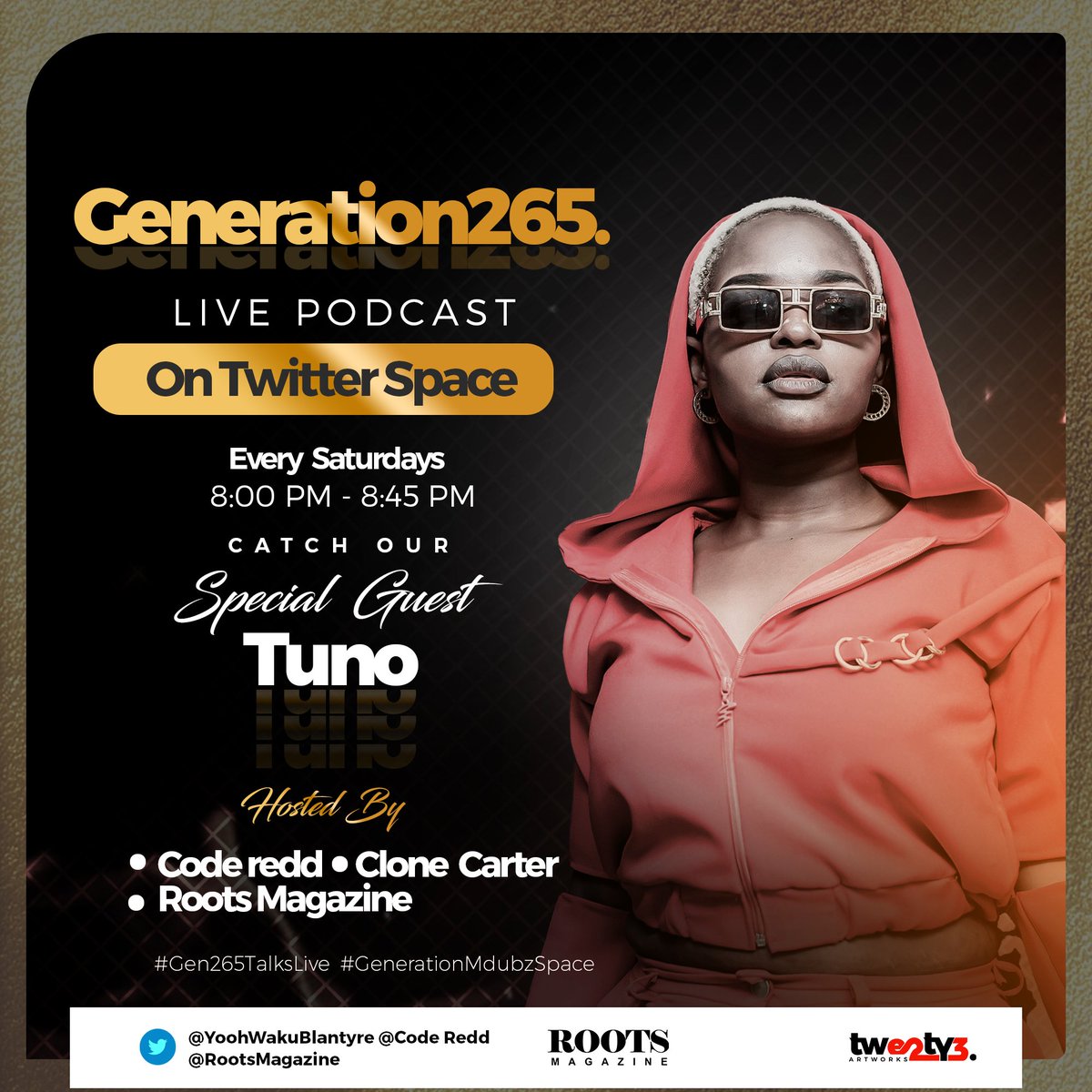 DhummieCarter's tweet photo. We Back With Another episode of #Generation265.
Join our Podcast on Twitter space tomorrow at 8:00pm⏰as we will have our first special guest this year @tunosiwe
#DontForget #Gen265Talks #Generation265 https://t.co/8wsseHWyJa