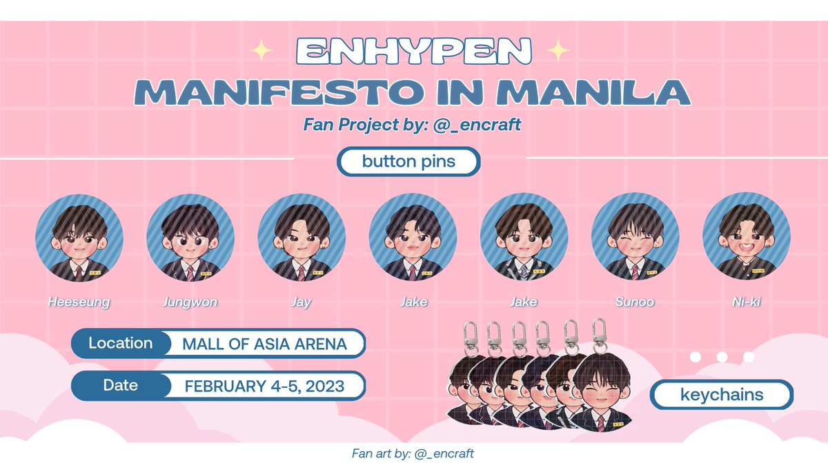 _encraft's tweet photo. #MANIFESTO_IN_MANILA Freebies!🥳💕
╰ mini fan project for #ENHYPEN — see you on February 4-5 💌

— 1:1 (random) 
— rt &amp; like 
— exact time and loc: tba

₊‧ open for donations to increase the quantity (dm me!) https://t.co/RQVjrJPeHO