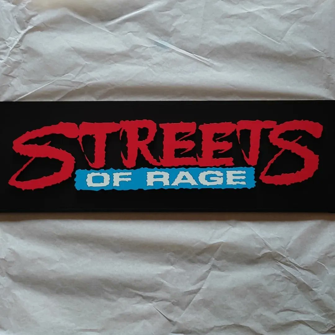 KillerLaserFR's tweet photo. Streets Of Rage / spray paint on wood / for sale #killerlaser #retrogaming #streetsofrage #megadrive #genesis #arcade #gamingroom #gameroom #videogames #deco https://t.co/8Kkr3AOnef