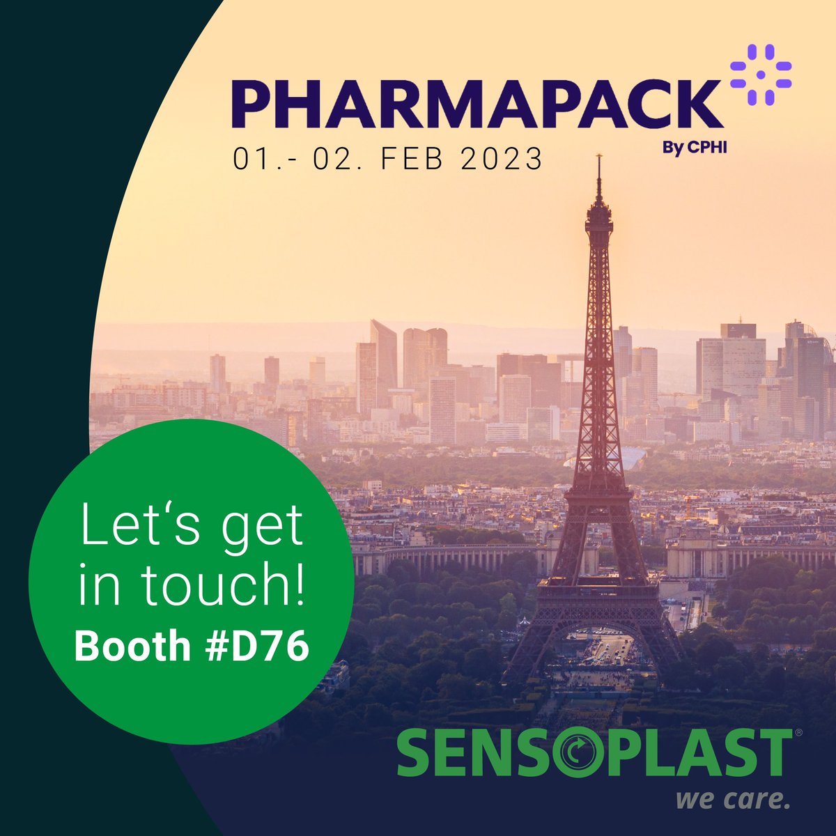sensoplast's tweet photo. We’re exhibiting at Pharmapack Europe 2023 – Join Us!
We are thrilled to meet you at our booth D76.

Get Your Free Pass:
https://t.co/Xpcq80LKjL

#sensoplast #closuresystems #primarypackaging #westerwald #service #pharmapack2023 #paris #savethedate #letsmeet #event #tradefair https://t.co/jSKmDMYfIg