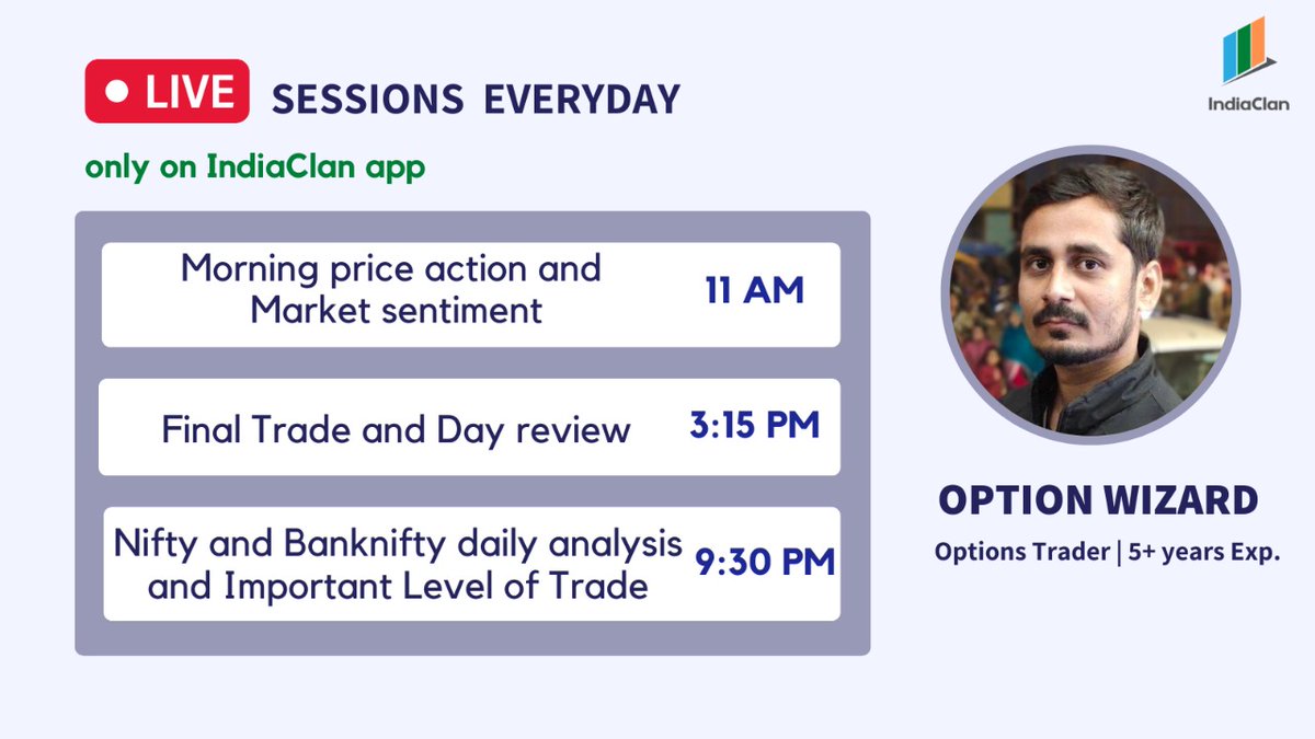 Niftyhunter's tweet photo. You can join my sessions on @indiaclan where I analyze nifty, banknifty and stocks with you. And I teach you how to trade with the help of price action ..
#nifty #banknifty #StockMarket #Physiology #Trades #stocks https://t.co/kxY5amQHQ8