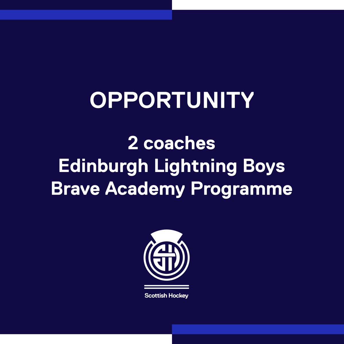Do you want to work in Scottish Hockey's exciting BRAVE Academy Programme? 🏑

We are looking to appoint 2 coaches to our Edinburgh Lightning boys' academy. 💙💙

More info here 👉 scottish-hockey.org.uk/governance/vac…