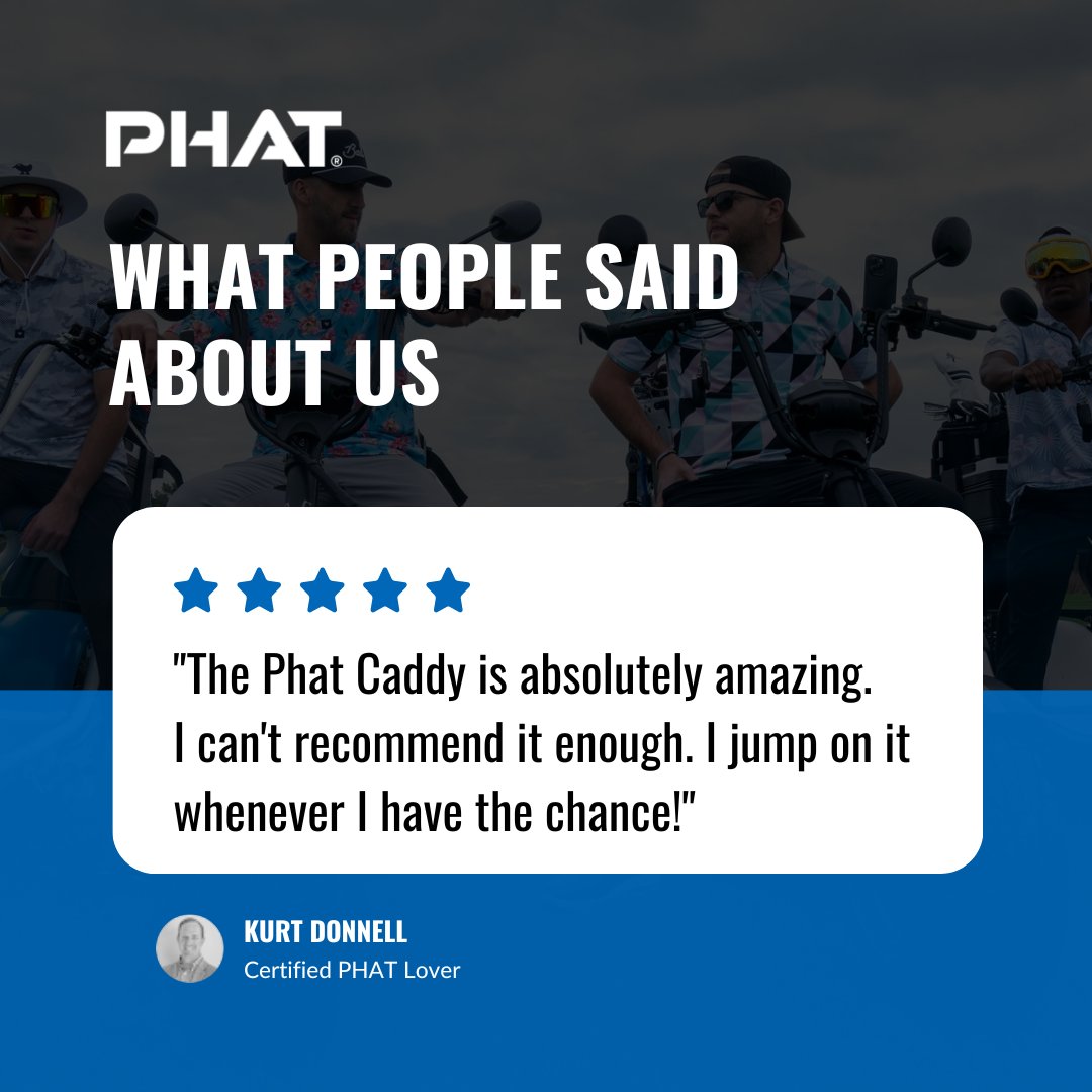 Huge shoutout to Kurt for his review of the Phat Caddy as "absolutely amazing" tells us we're doing something right! Keep jumpin' on it every chance you get!

#phatcaddy #phatrides #badassreviews #electricscooter #ebike #ebikelife #electricride #rideelectric #twowheeler #GetPHAT
