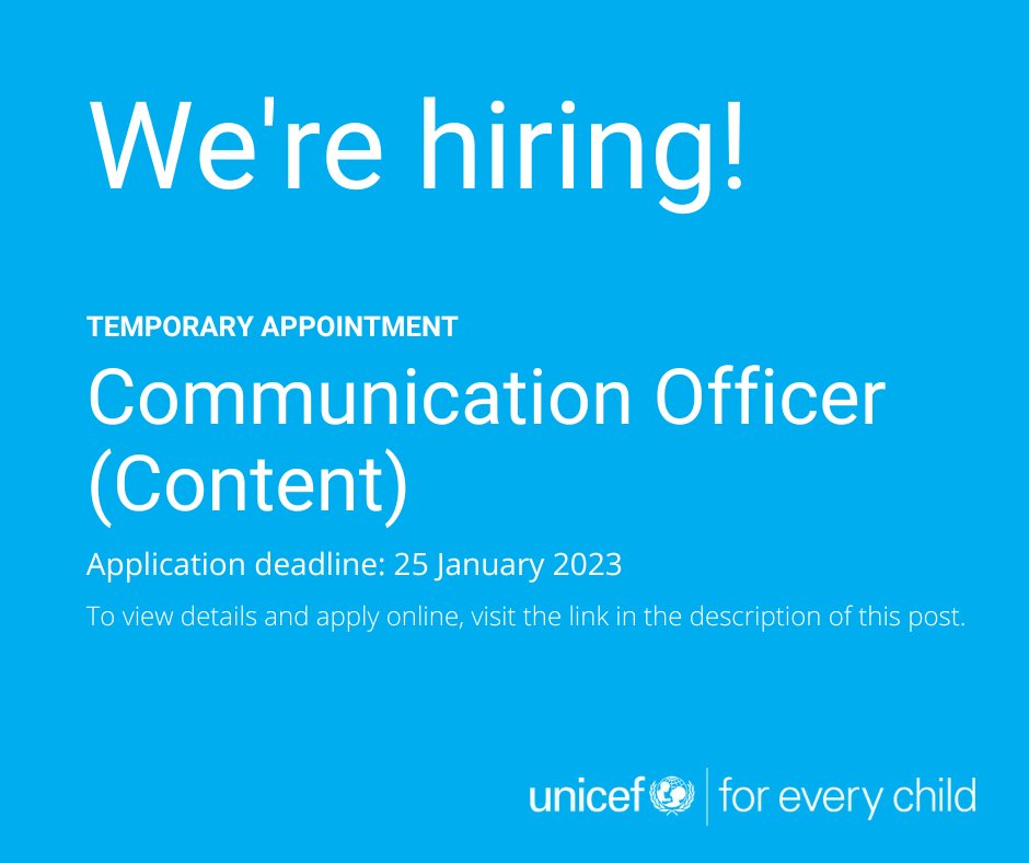 UNICEF Philippines on Twitter "We're hiring! Visit the UNICEF