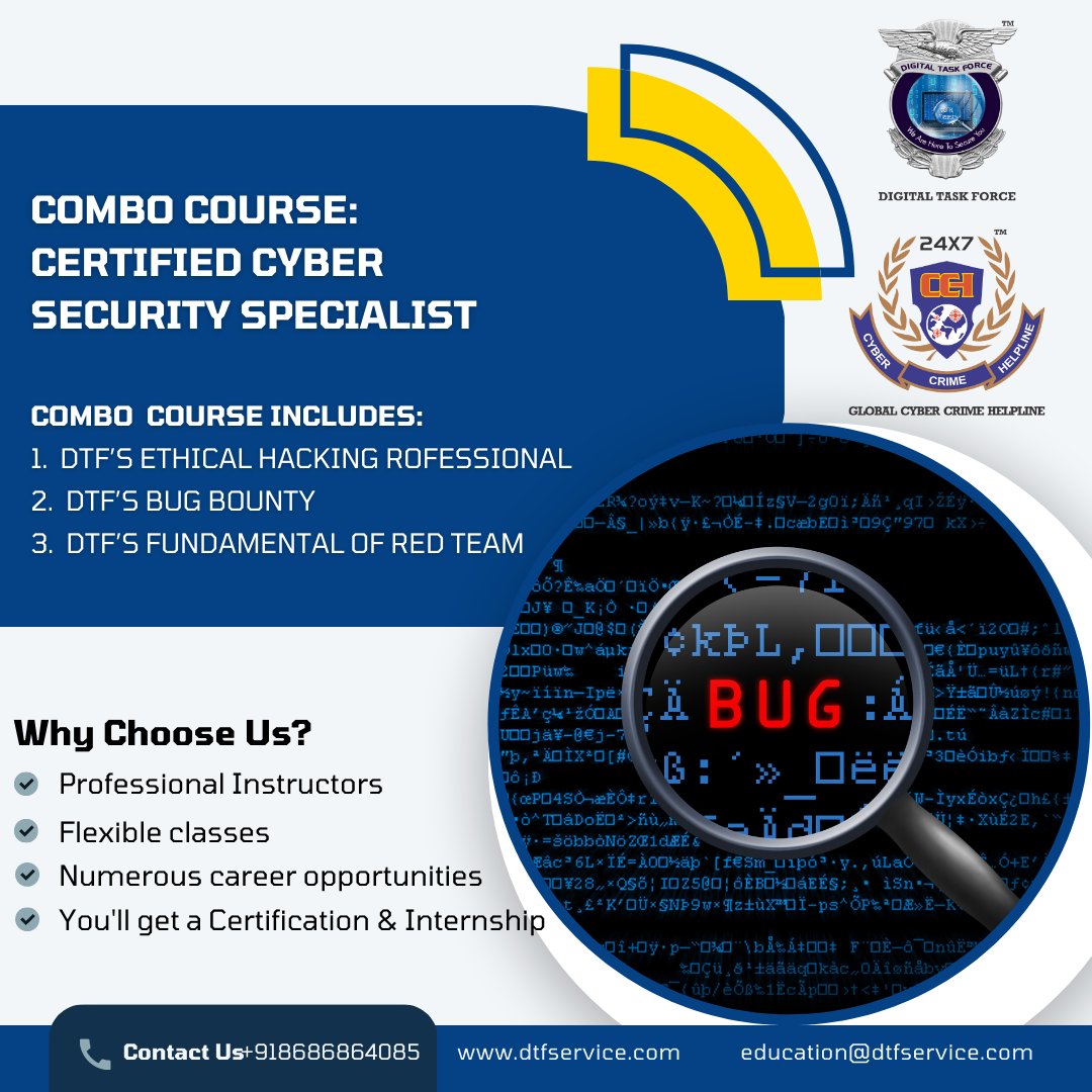 Learn and earn in 2023 and transform yourself into a Cyber Yodha!
For any queries reach us on: +918686864085 | education@dtfservice.com
#cybersafety #cybercrime #criminals #cybersecurity  #Course #CyberSurkshaAbhiyan #cybercrimes #cybercrimehelpline #digitaltaskforce #education