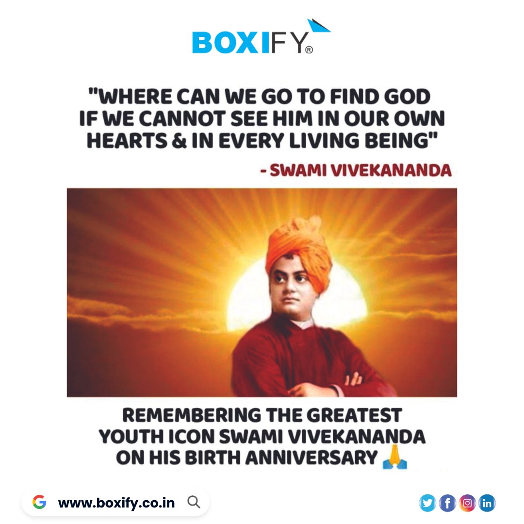 BoxifyMobify's tweet photo. “Strength is Life, Weakness is Death. Expansion is Life, Contraction is Death. Love is Life, Hatred is Death.” ― Swami Vivekananda
HAPPY NATIONAL YOUTH DAY
#swamivivekanand #vivekanand #swamivivekanandajayanti #india #inspiration #hinduism #yoga #hindu #love #boxify https://t.co/oZfudlQCuz