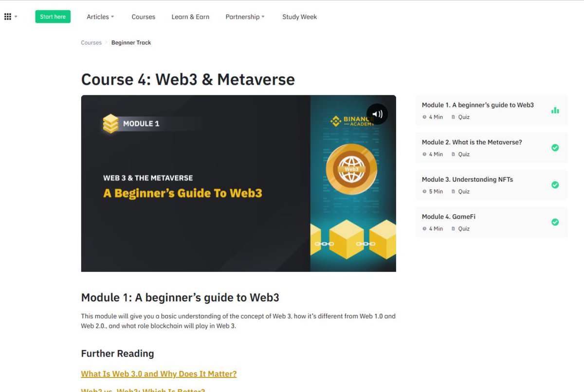 📖 Hướng dẫn trả lời câu hỏi trên Binance Academy để claim "NFT Certificate" - phần 4/6

- Truy cập: academy.binance.com/en/courses/tra…

- Tua hết video rồi trả lời các câu hỏi trắc nghiệm theo từng Module: 

1. A + B + C
2. A + B + D + E
3. A + B + C + D + E
4. B + C + D